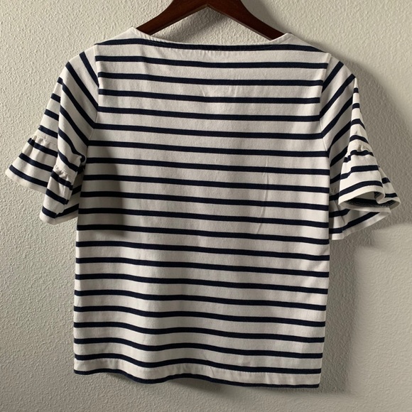 J.Crew Ruffle Sleeve Crew Neck Striped Top - XS - Picture 4 of 11